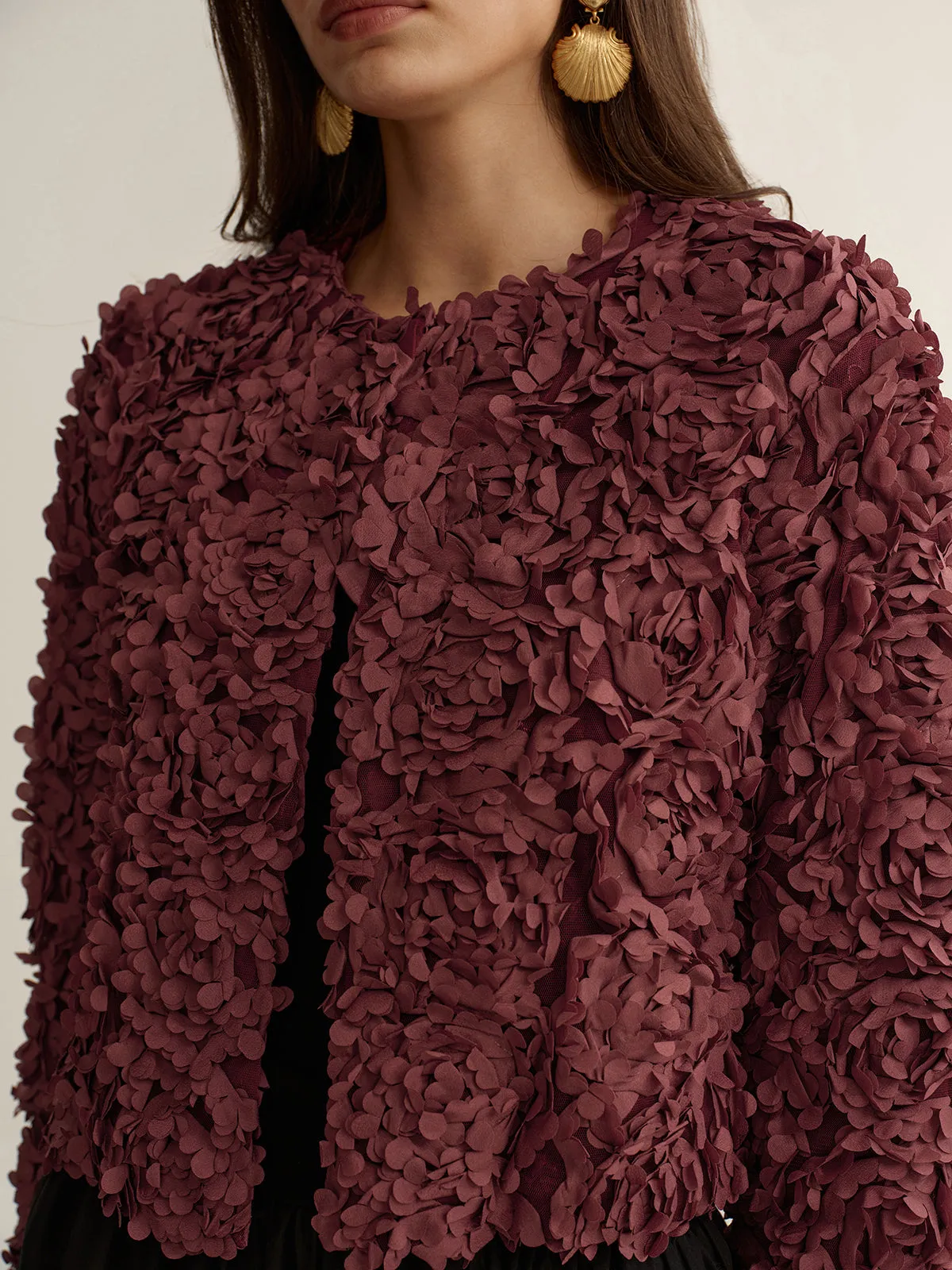 3D Floral Cropped Jacket sold by COMMENSE product image thumbnail 2