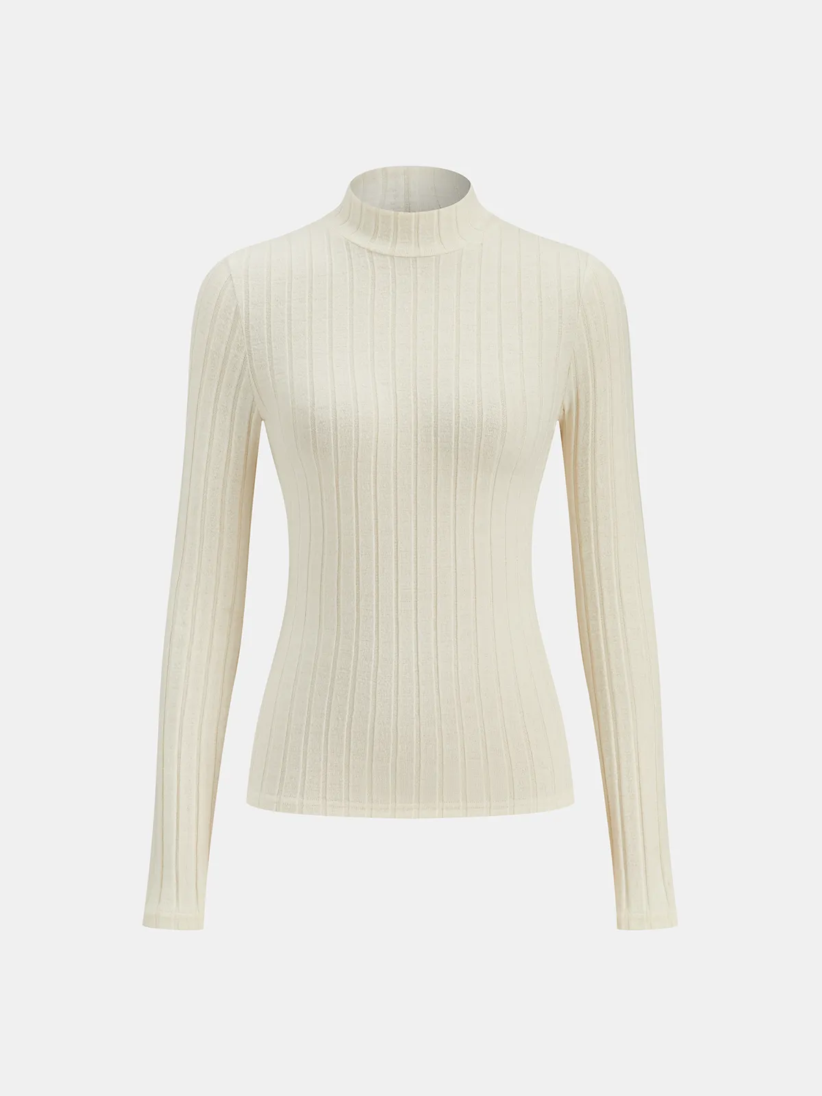 Mock Neck Ribbed Knit Top sold by COMMENSE product image thumbnail 2