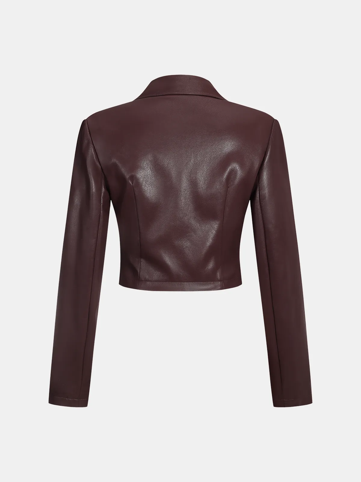 Collared Faux Leather Cropped Cross-Front Top sold by COMMENSE product image thumbnail 3