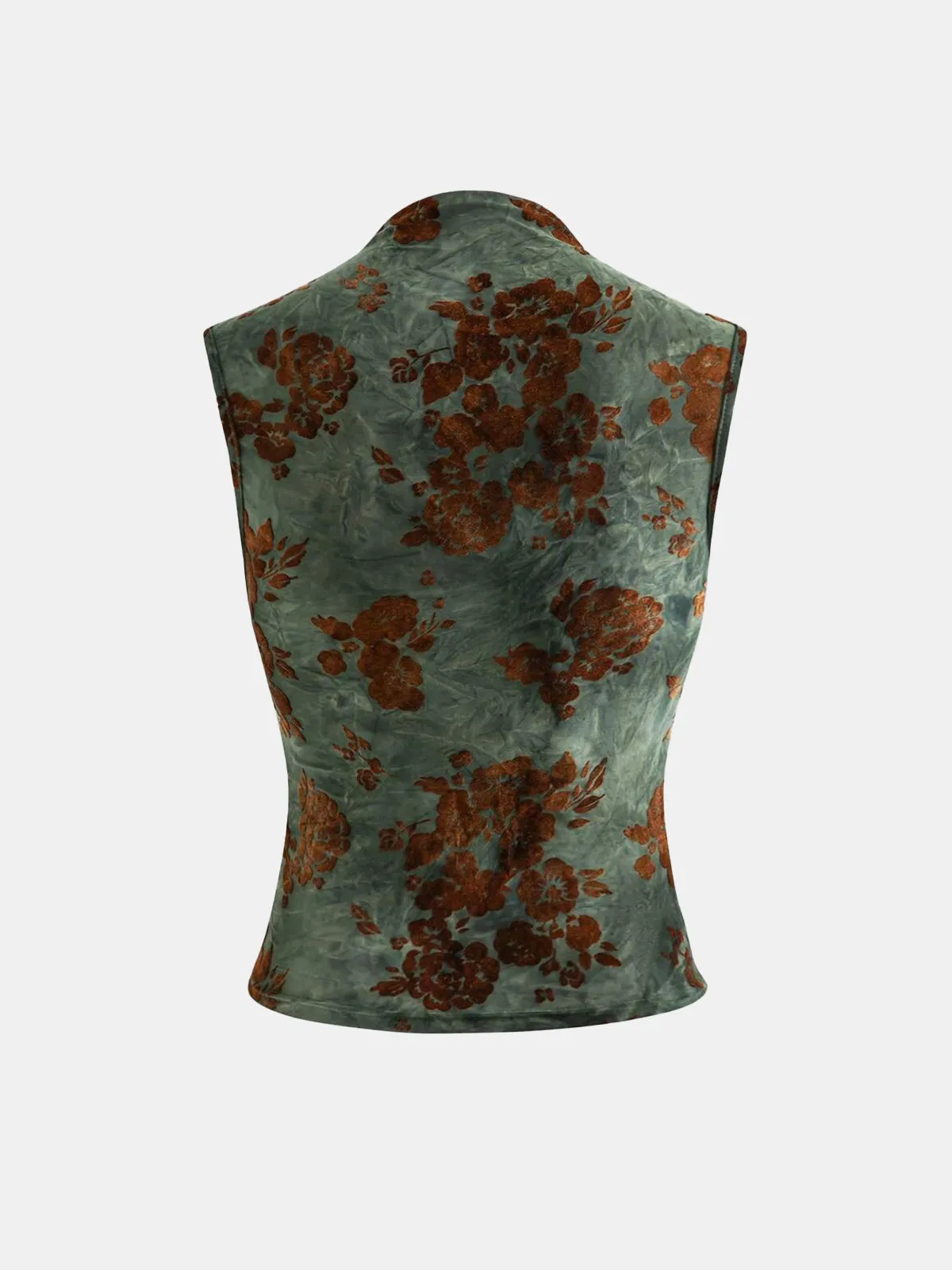 Floral Jacquard Ruched Sleeveless Top sold by COMMENSE product image thumbnail 2