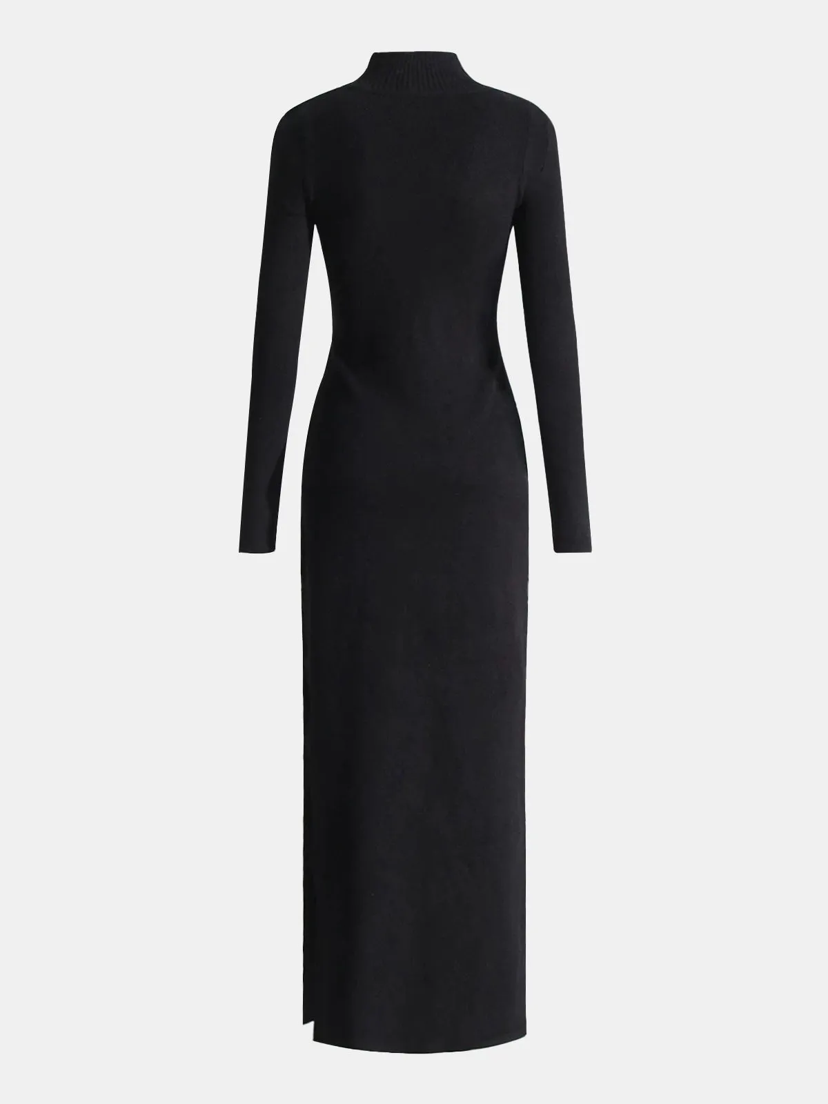 Faux Leather Panel Mock Neck Knit Maxi Dress sold by COMMENSE product image thumbnail 3