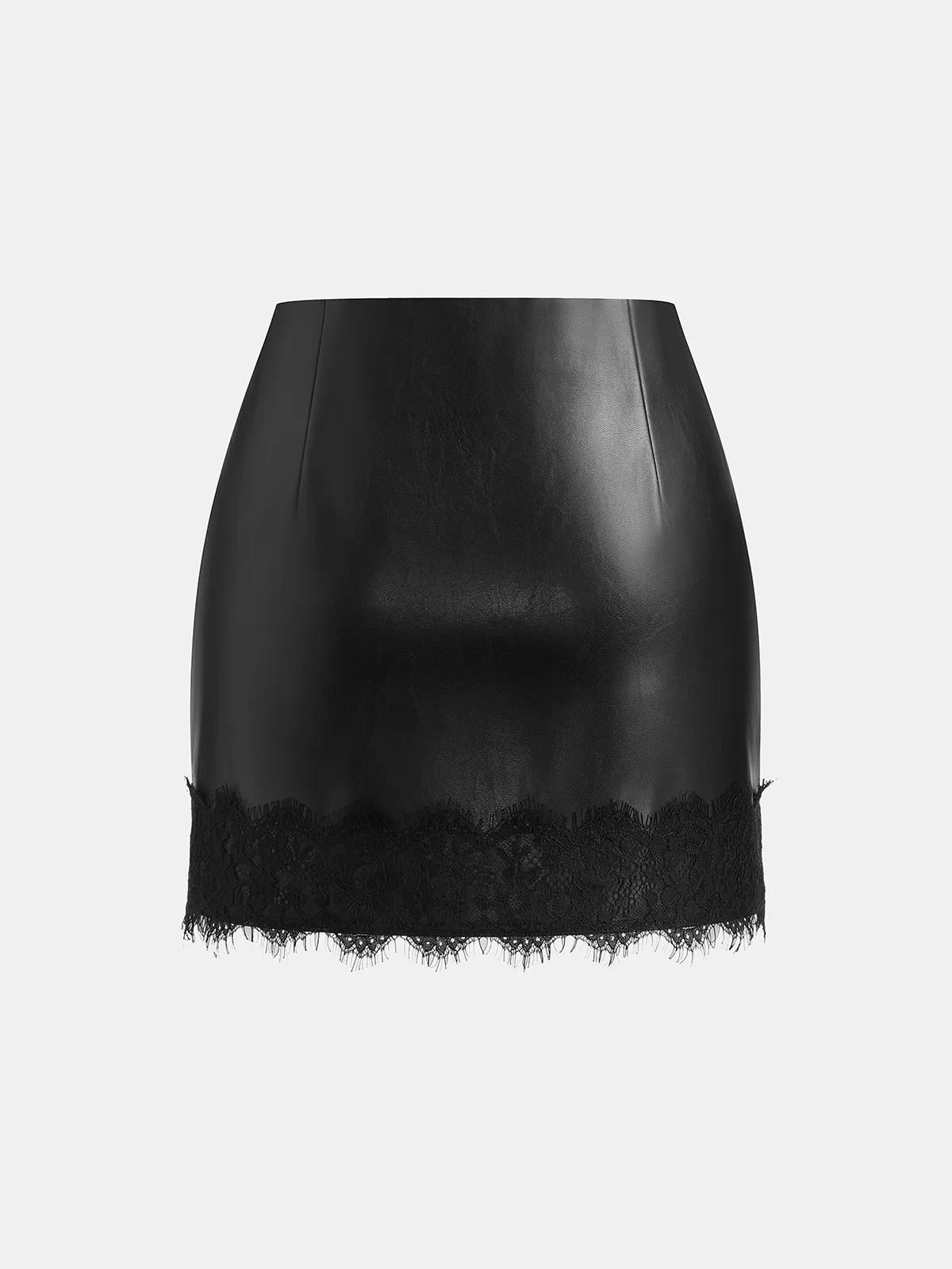 Lace Trim Faux Leather Mini Skirt sold by COMMENSE product image thumbnail 4