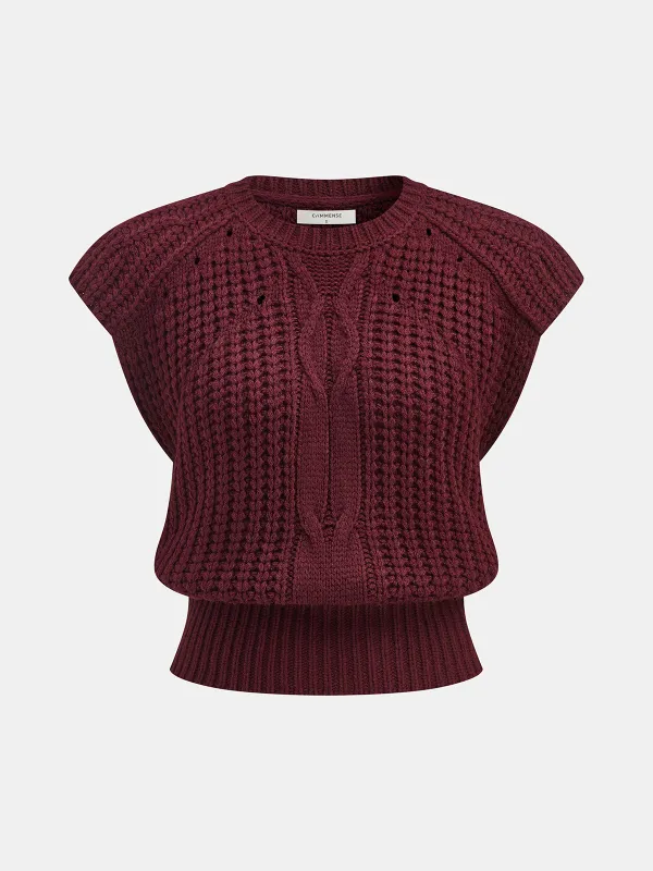 Sleeveless Cable Knit Vest sold by COMMENSE