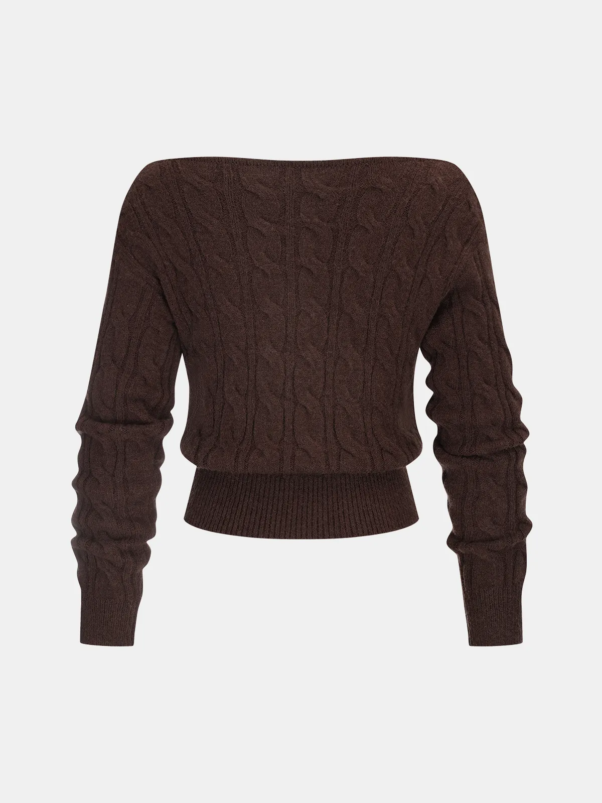 Cross-Front V-Neck Cable Knit Sweater sold by COMMENSE product image thumbnail 2