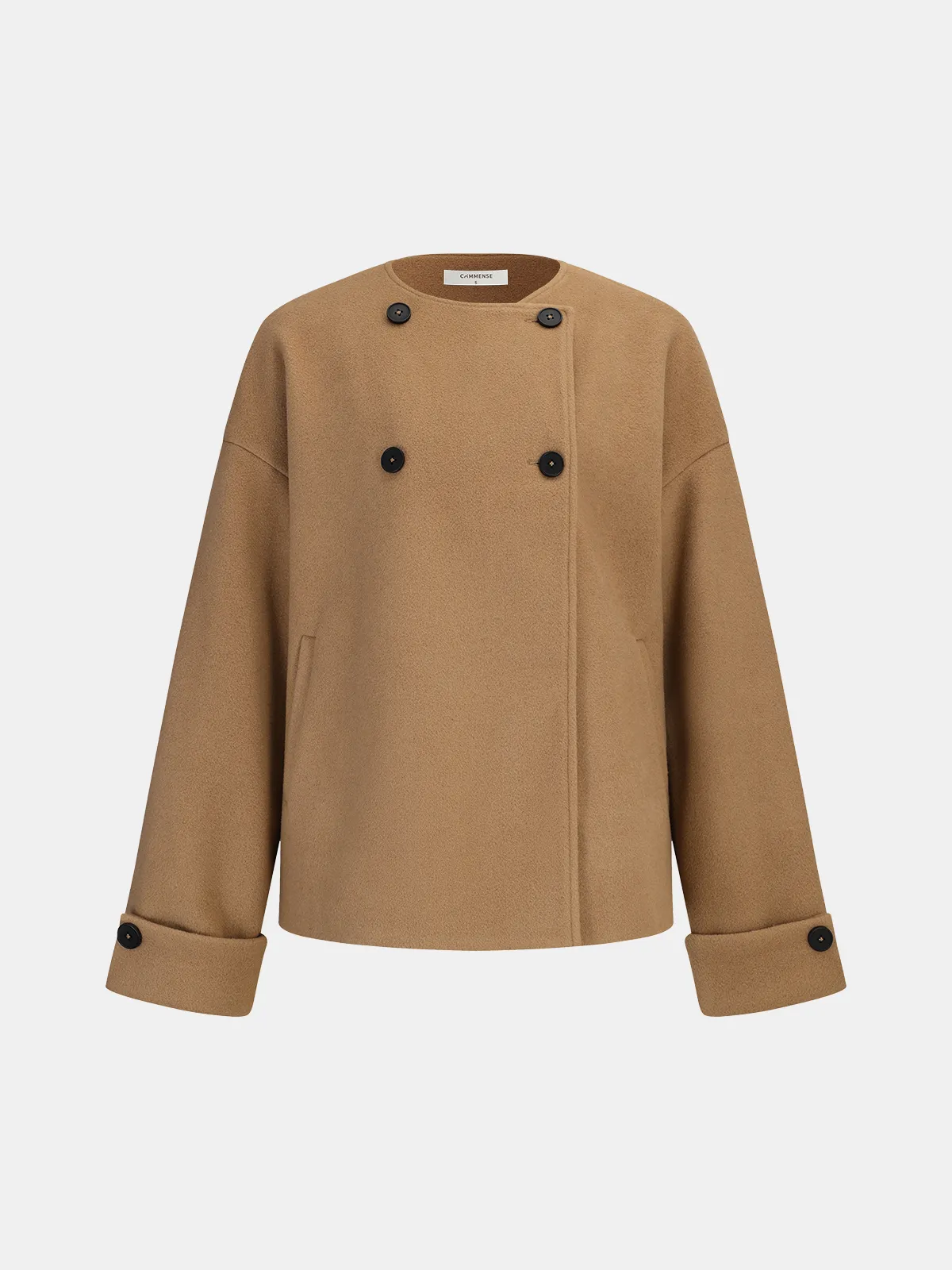 Double-Breasted Coat with Scarf Collar sold by COMMENSE product image thumbnail 2