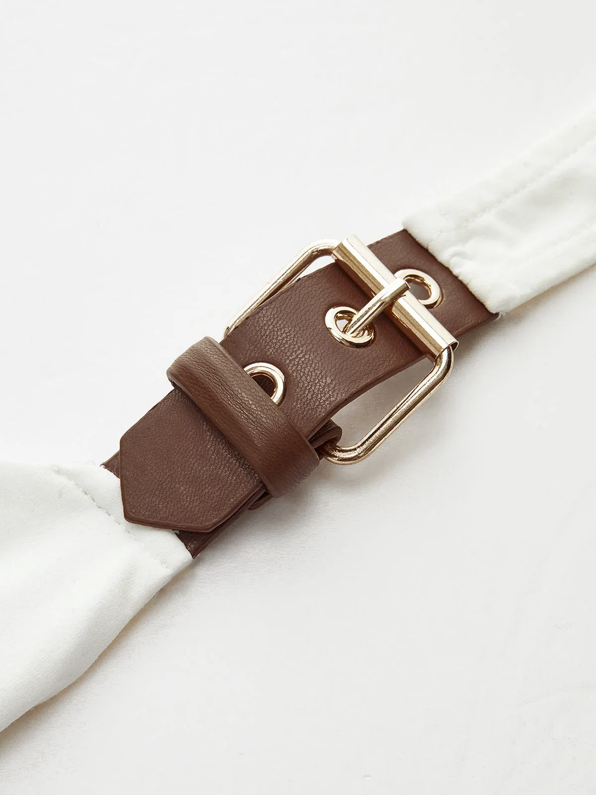 Buckle Detail Asymmetric One-Shoulder Backless Top sold by COMMENSE product image thumbnail 4