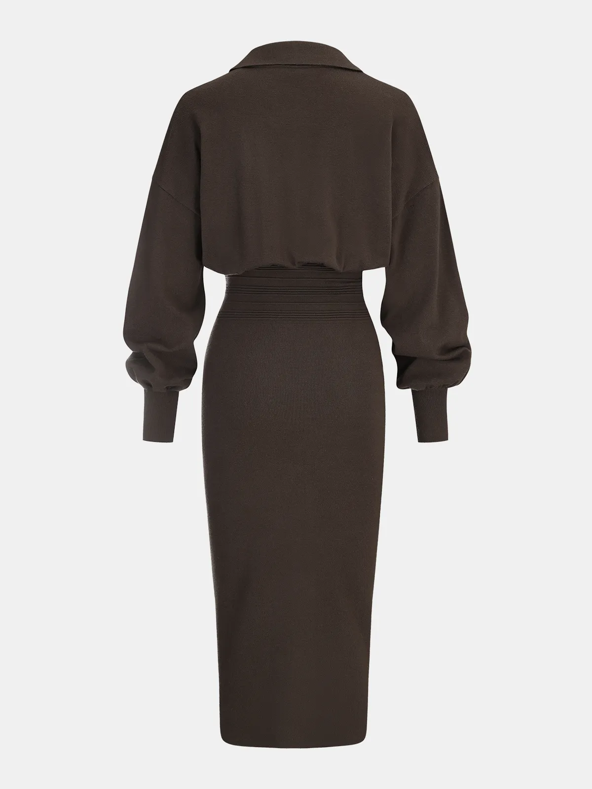 Cinched Waist Knit Shirt Dress sold by COMMENSE product image thumbnail 2