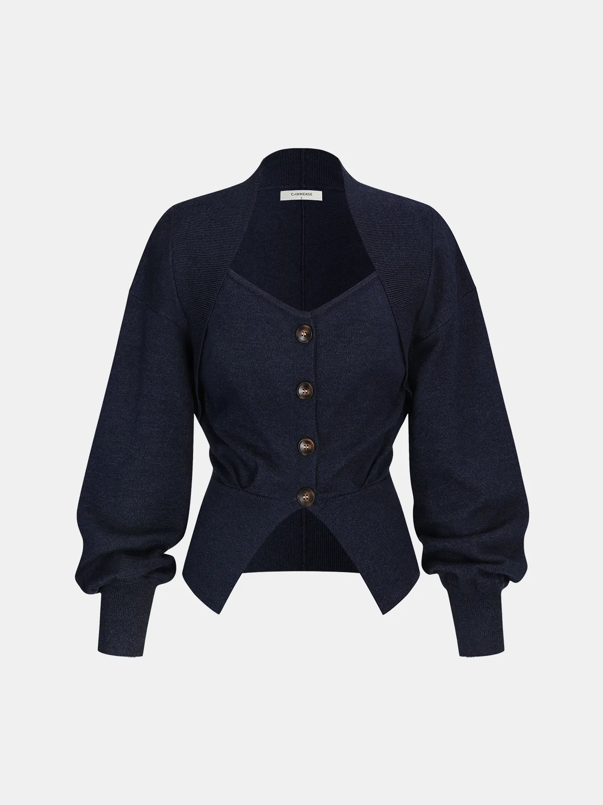 Cinched Waist Button-Front Knit Cardigan sold by COMMENSE