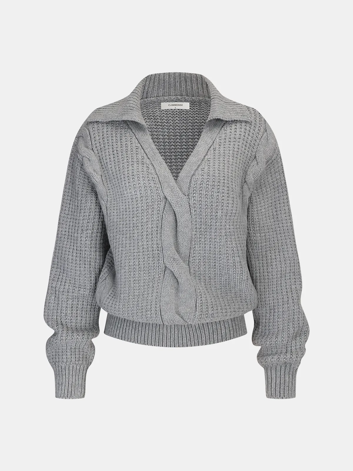 Collared Cable Knit Sweater sold by COMMENSE
