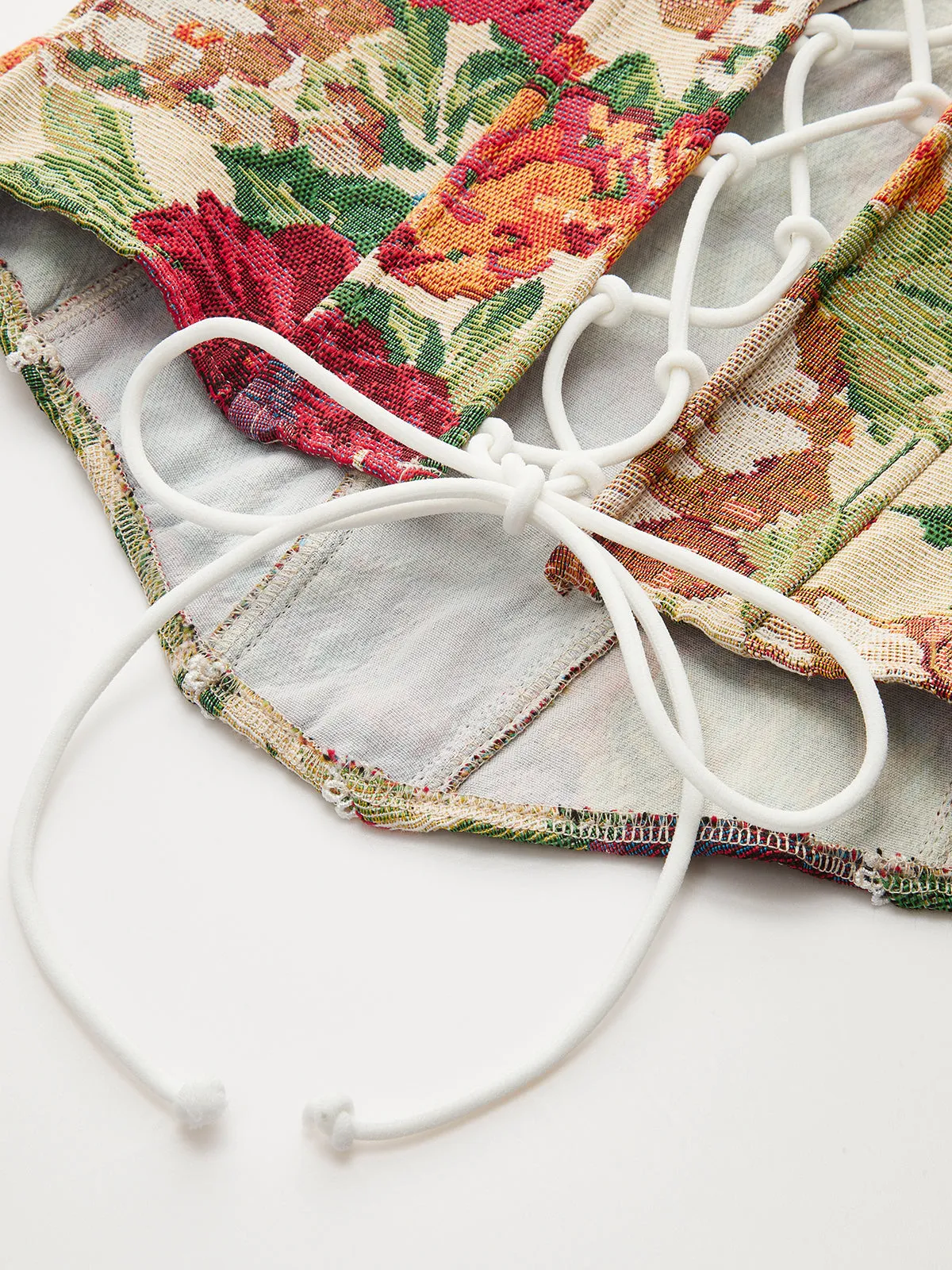 Lace Trim Lace-Up Back Corset Top sold by COMMENSE product image thumbnail 3