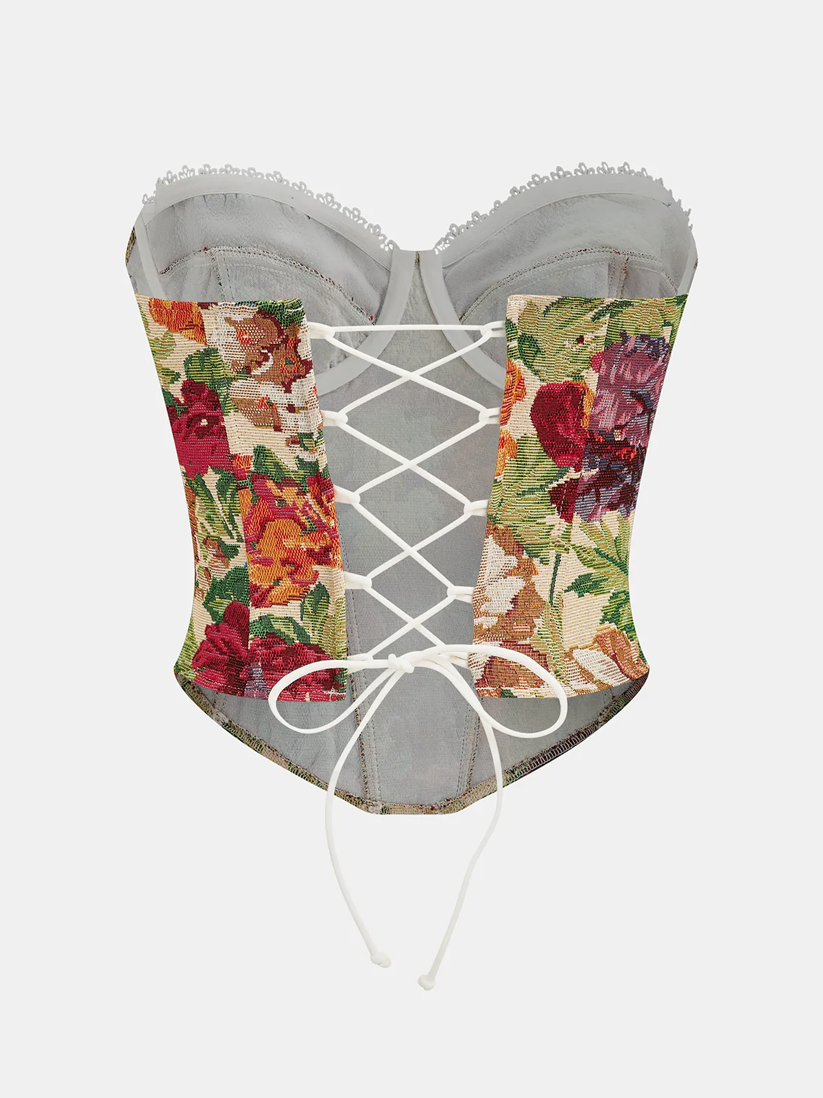 Lace Trim Lace-Up Back Corset Top sold by COMMENSE product image thumbnail 4