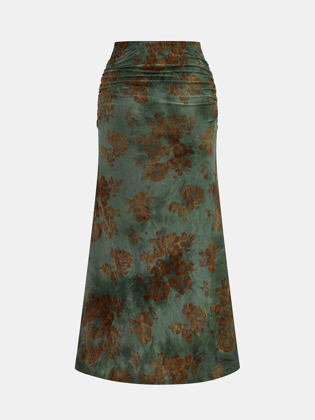 Floral Jacquard Ruched Maxi Skirt sold by COMMENSE product image thumbnail 2