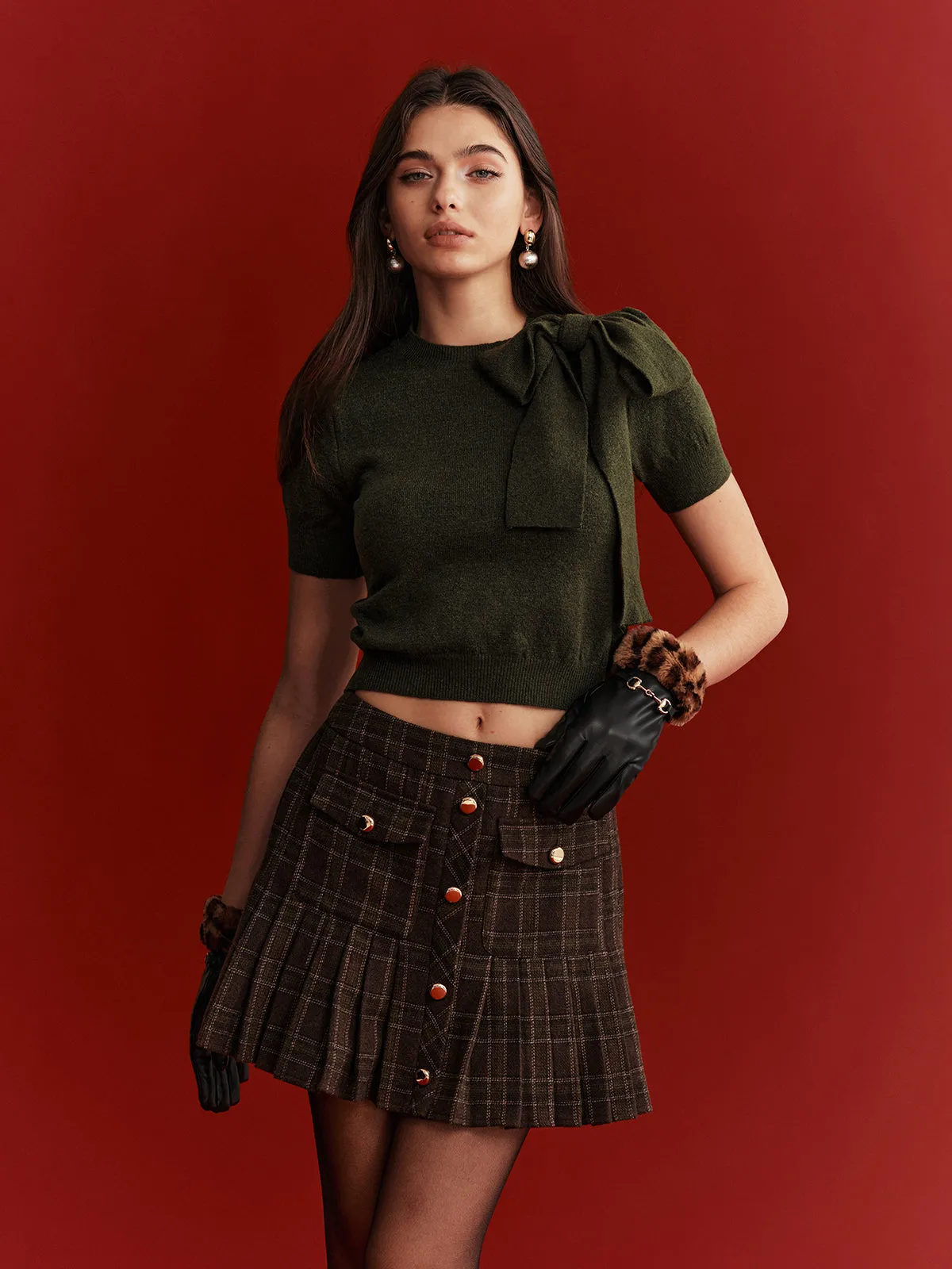 Bow Detail Knit Crop Top sold by COMMENSE product image thumbnail 3