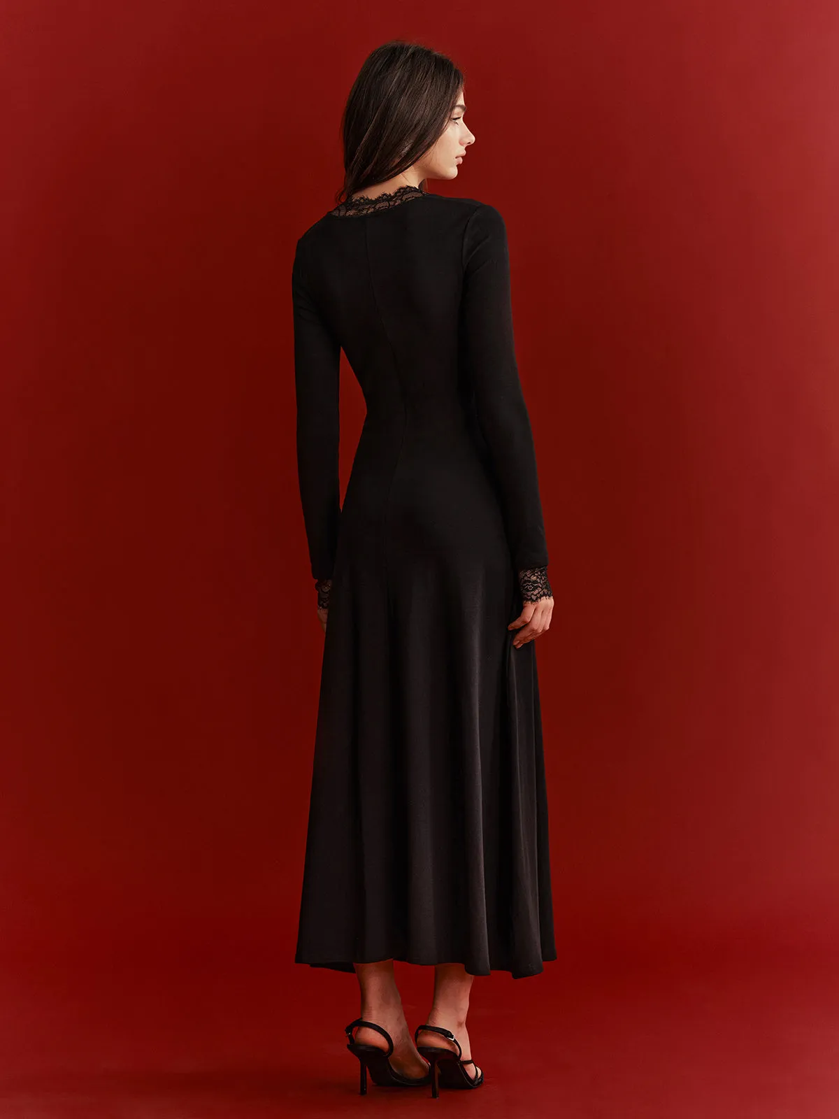 Lace Trim Twist Maxi Dress sold by COMMENSE product image thumbnail 5