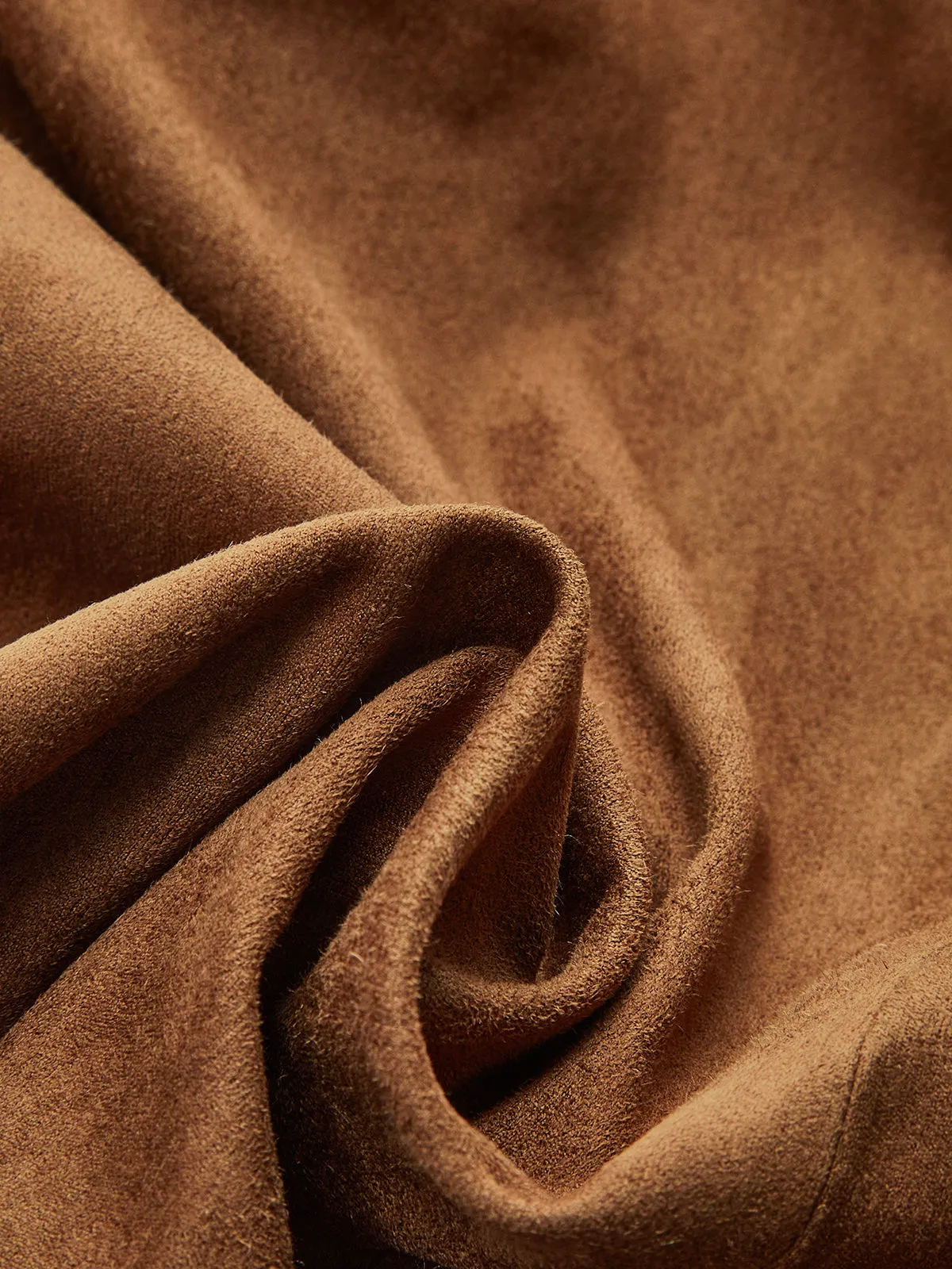 Draped Slit Suede Effect Midi Skirt sold by COMMENSE product image thumbnail 3