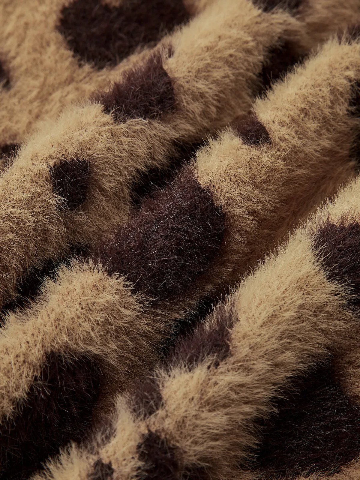 Leopard Print Fuzzy Knit Cardigan sold by COMMENSE product image thumbnail 3