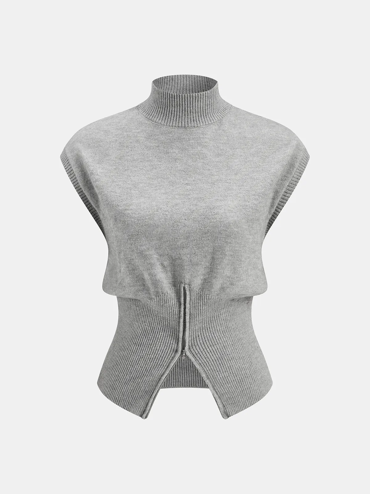 Zipper Mock Neck Sleeveless Knit Vest sold by COMMENSE
