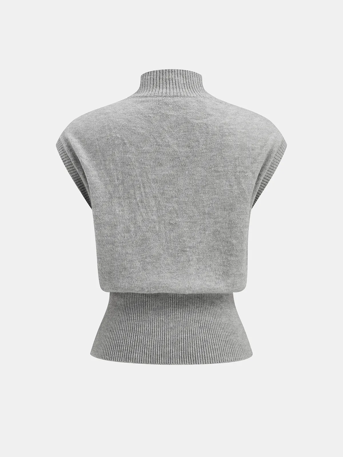 Zipper Mock Neck Sleeveless Knit Vest sold by COMMENSE product image thumbnail 2