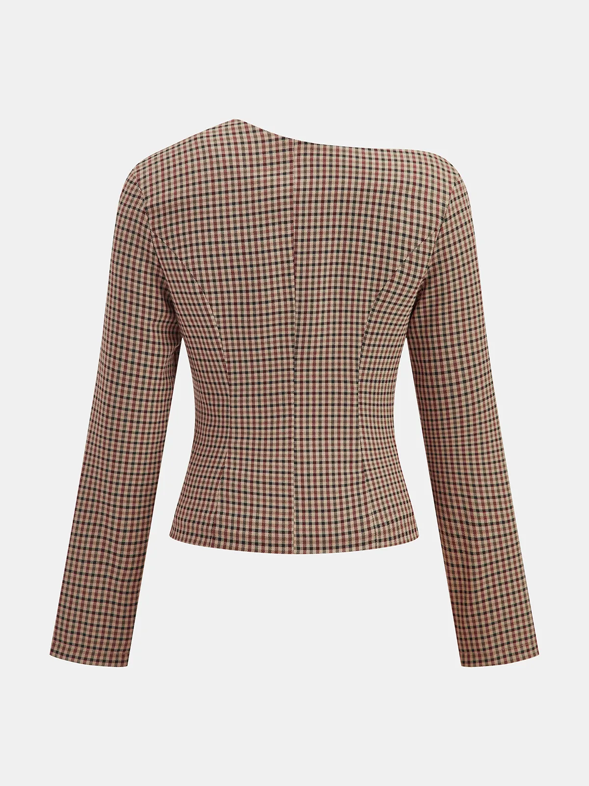 Asymmetric Neckline Plaid Jacket sold by COMMENSE product image thumbnail 2