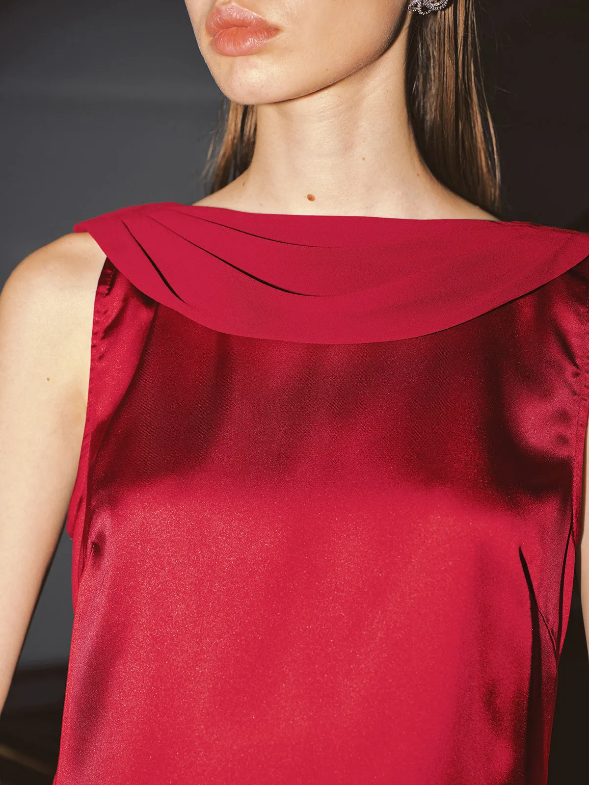 Cowl Neck Backless Satin Mini Dress sold by COMMENSE product image thumbnail 5