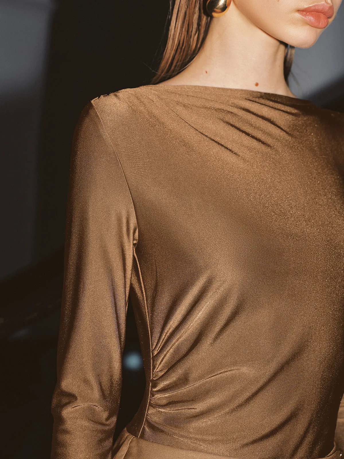 Button Detail Long-Sleeve Mini Dress sold by COMMENSE product image thumbnail 5