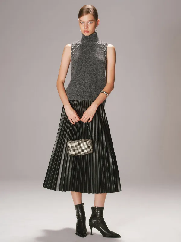 Crystal Embellished Wool-Blend Sweater Vest sold by COMMENSE