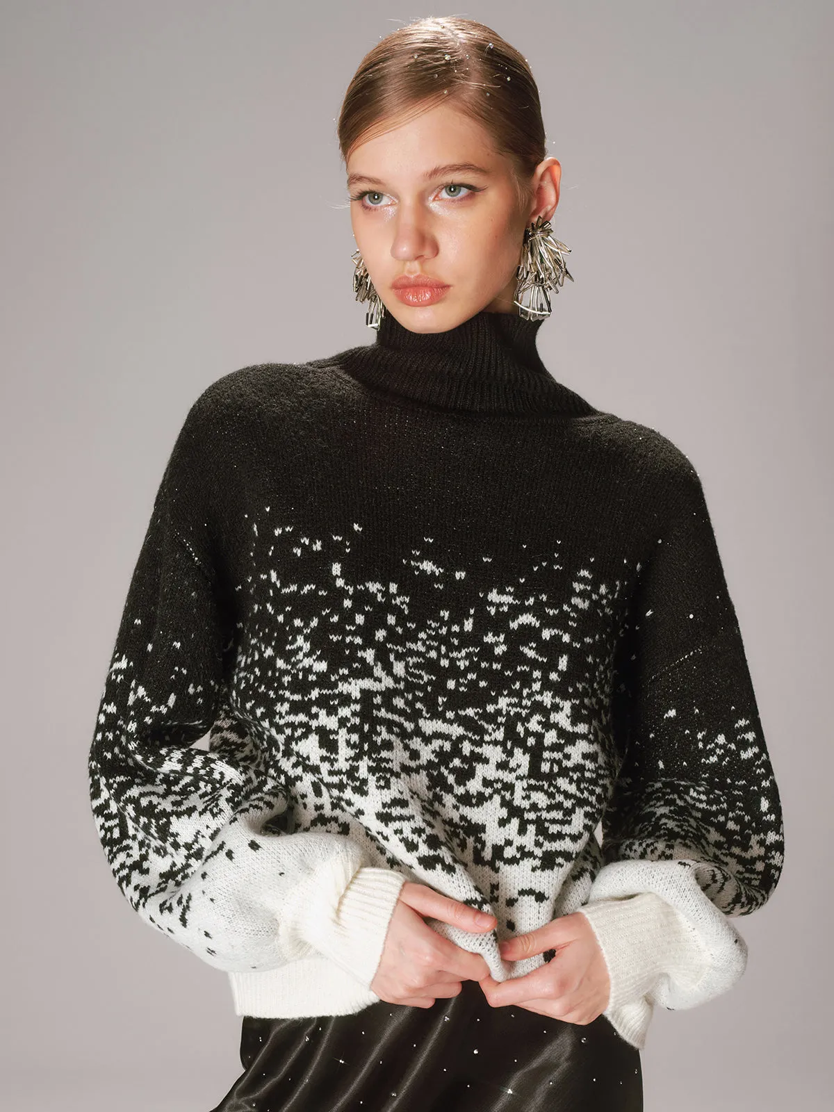 Gradient Wool-Blend Turtleneck Sweater sold by COMMENSE product image thumbnail 4