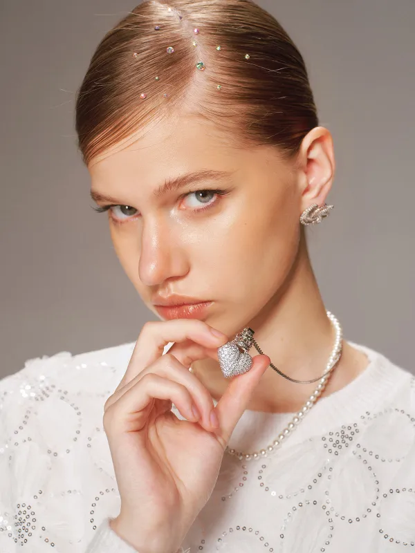 Sparkling Heart Pendant Necklace sold by COMMENSE