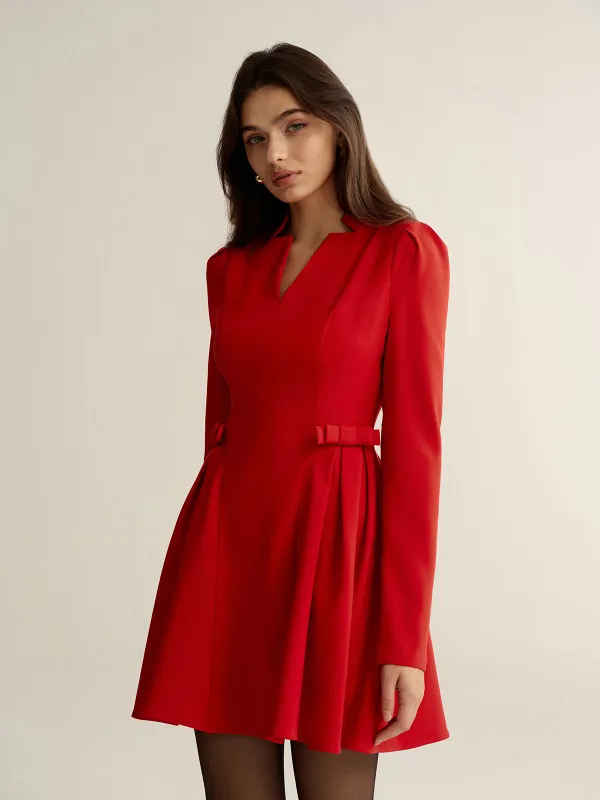 V-Neck Bow Detail Mini Dress sold by COMMENSE