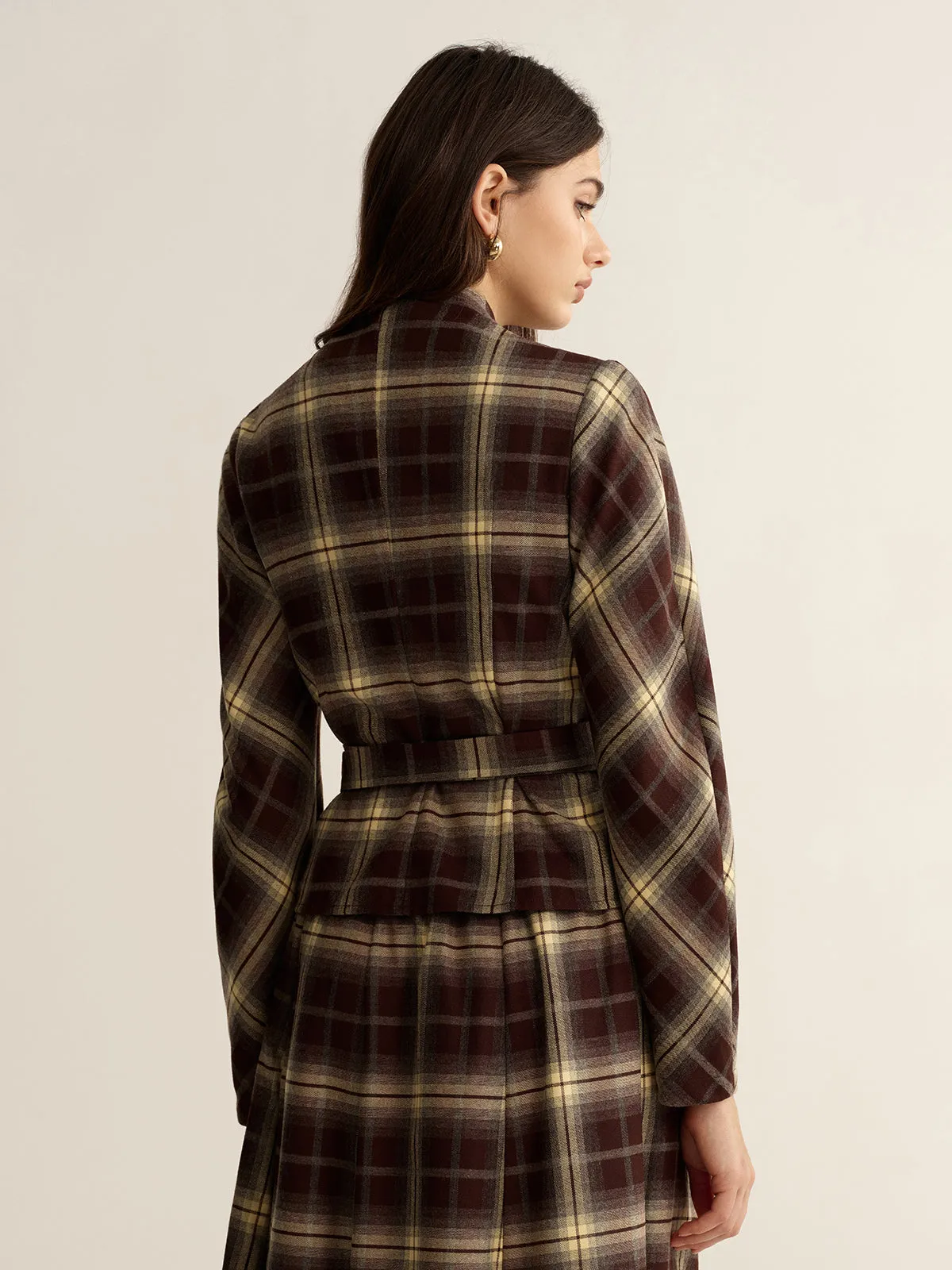 Asymmetric Plaid Wrap Fitted Shirt sold by COMMENSE product image thumbnail 5