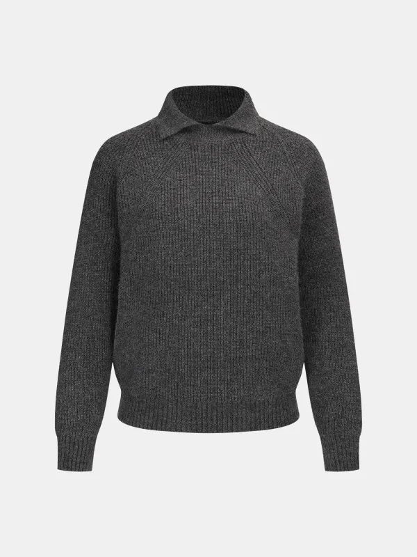 Collared Long Sleeve Sweater sold by COMMENSE