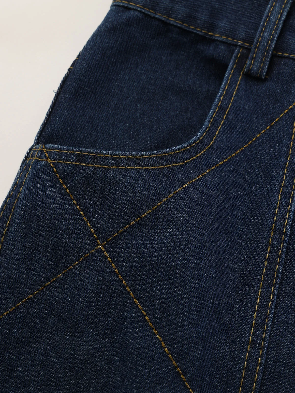 Mid-Waist Denim Curved-Leg Jeans sold by COMMENSE product image thumbnail 5