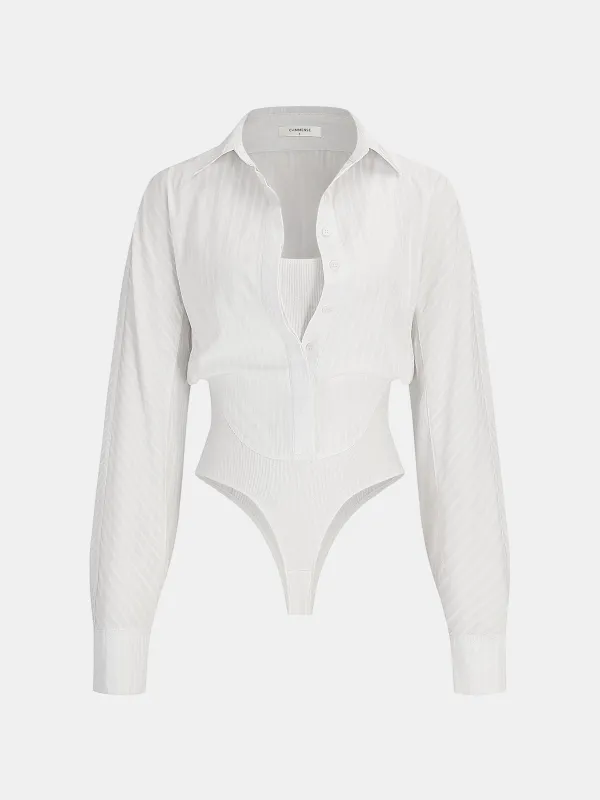 2 in 1 Collared Cotton-Blend Bodysuit sold by COMMENSE