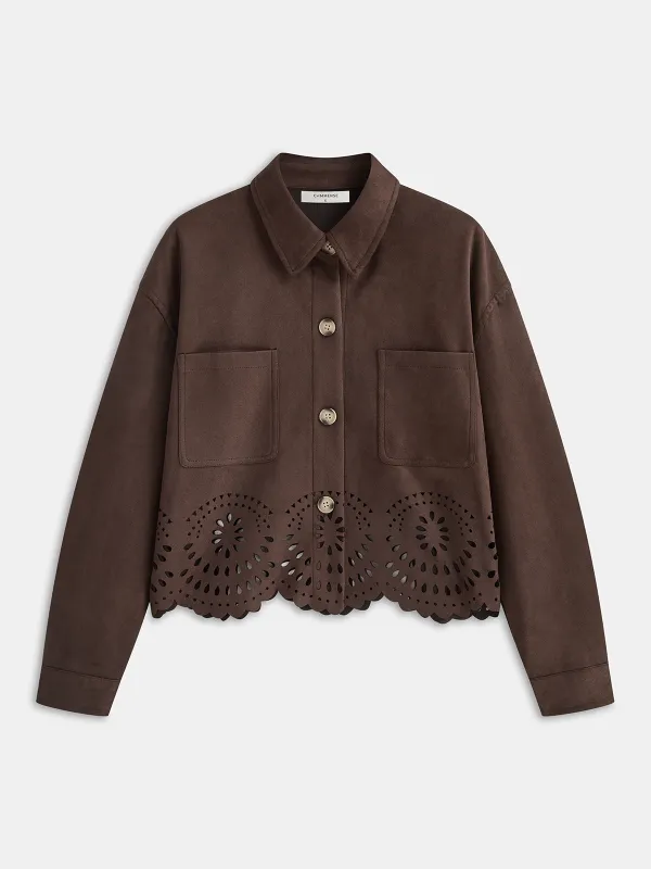 Hollow Hem Suede Effect Jacket sold by COMMENSE