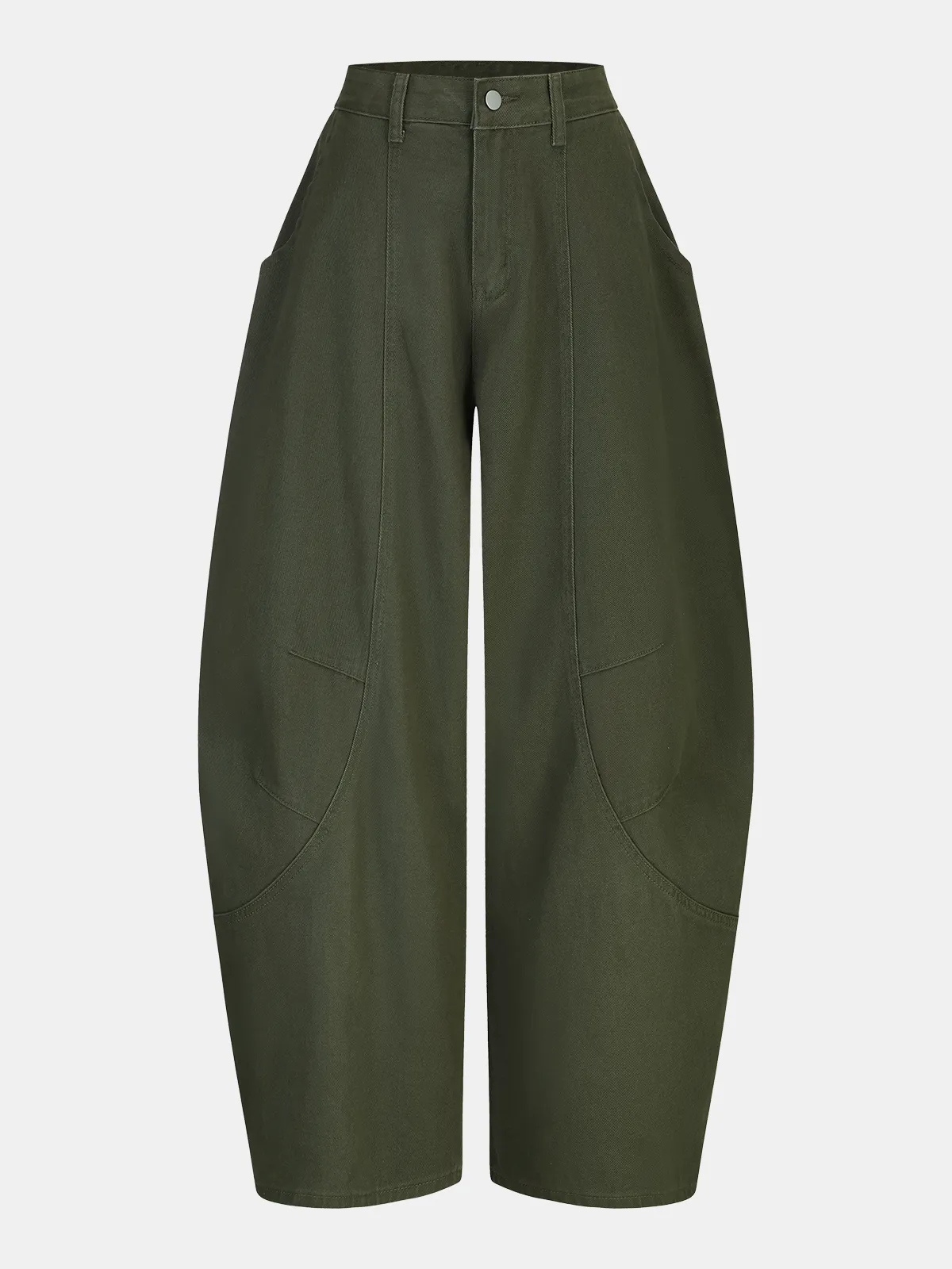 Mid-Waist Curved-Leg Pants sold by COMMENSE