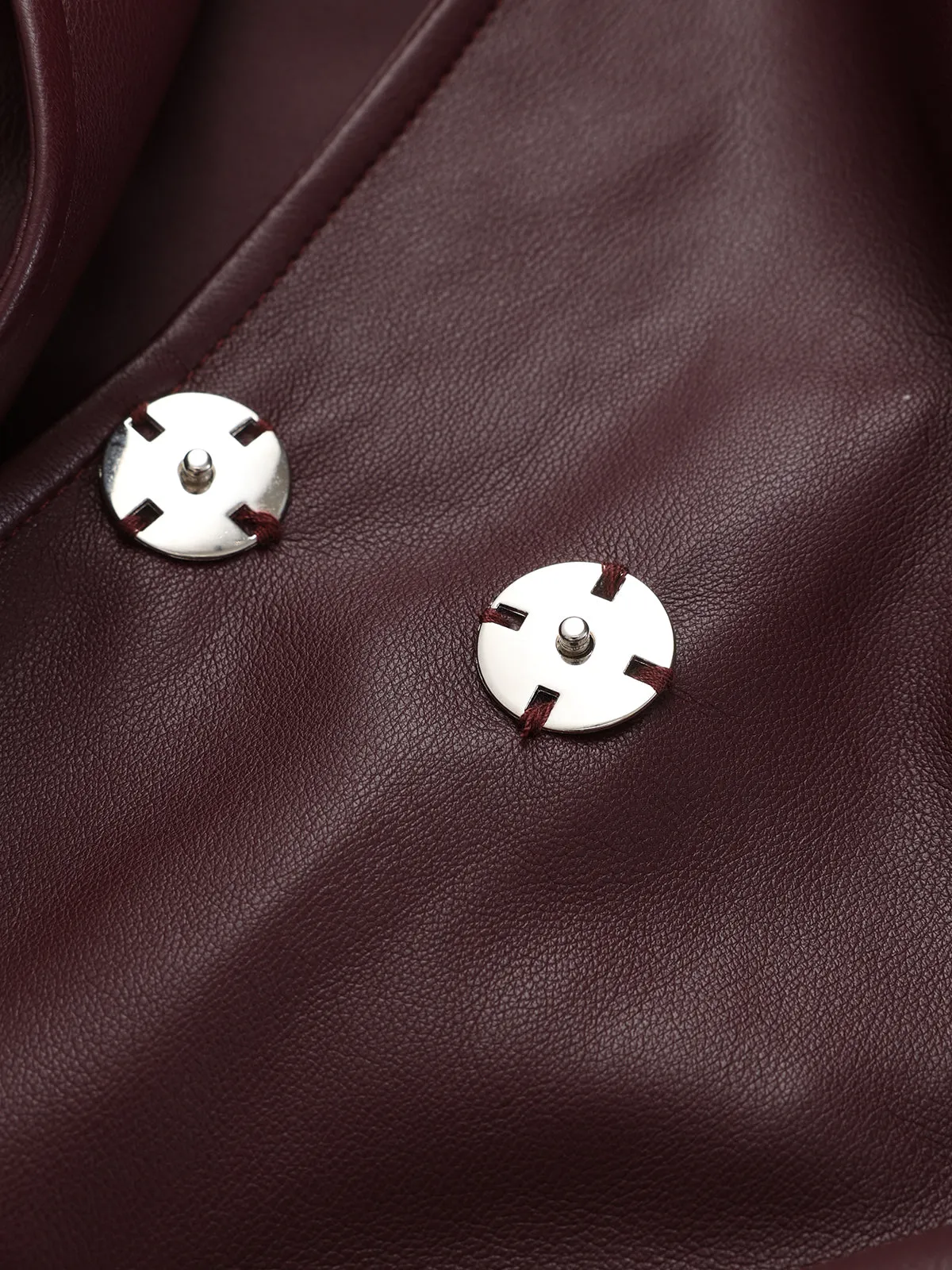 Lapel Faux Leather Belted Jacket sold by COMMENSE product image thumbnail 4