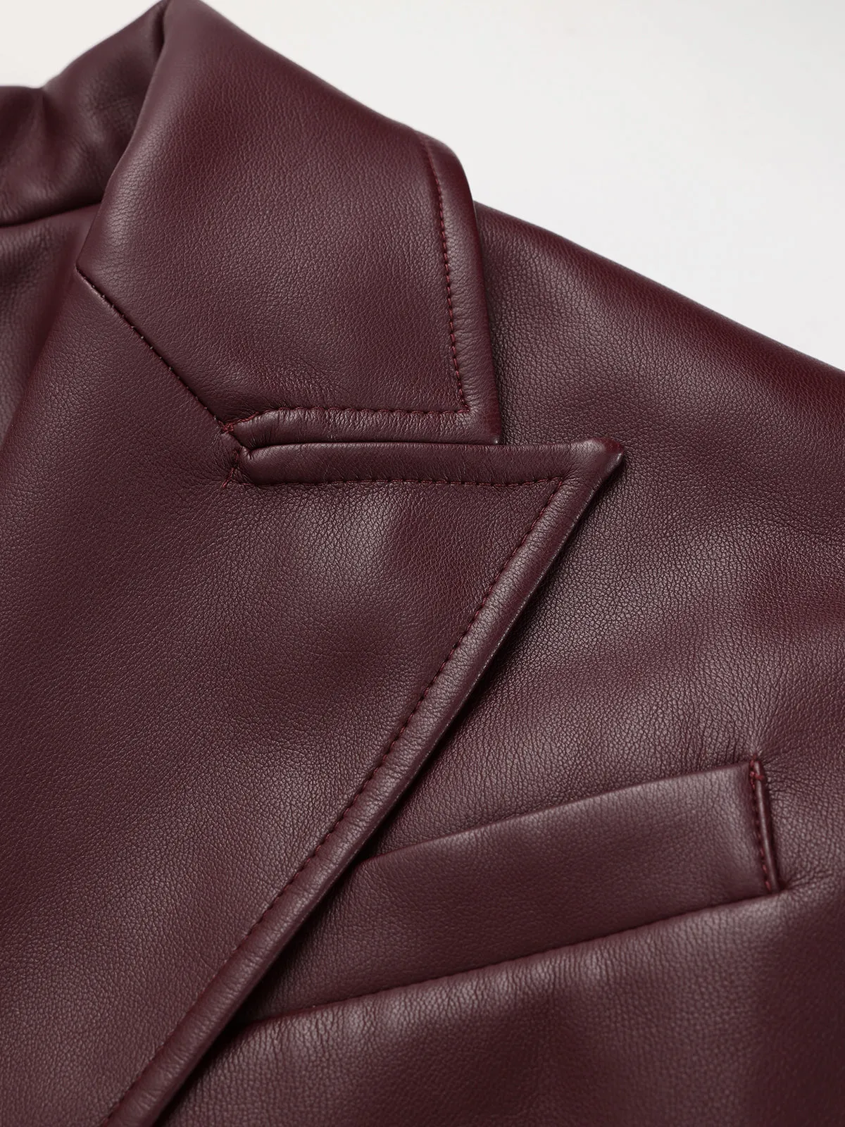 Lapel Faux Leather Belted Jacket sold by COMMENSE product image thumbnail 5