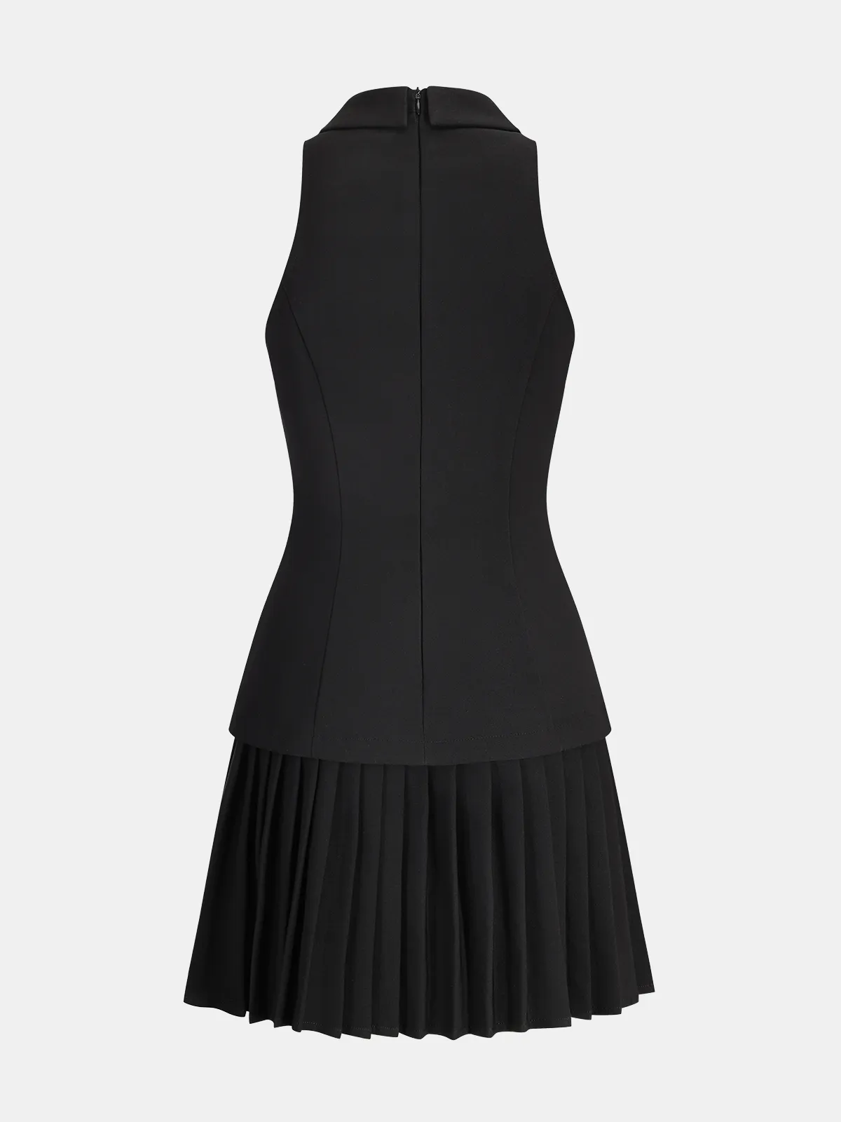 Pleated Panel Collared Sleeveless Mini Dress sold by COMMENSE product image thumbnail 2