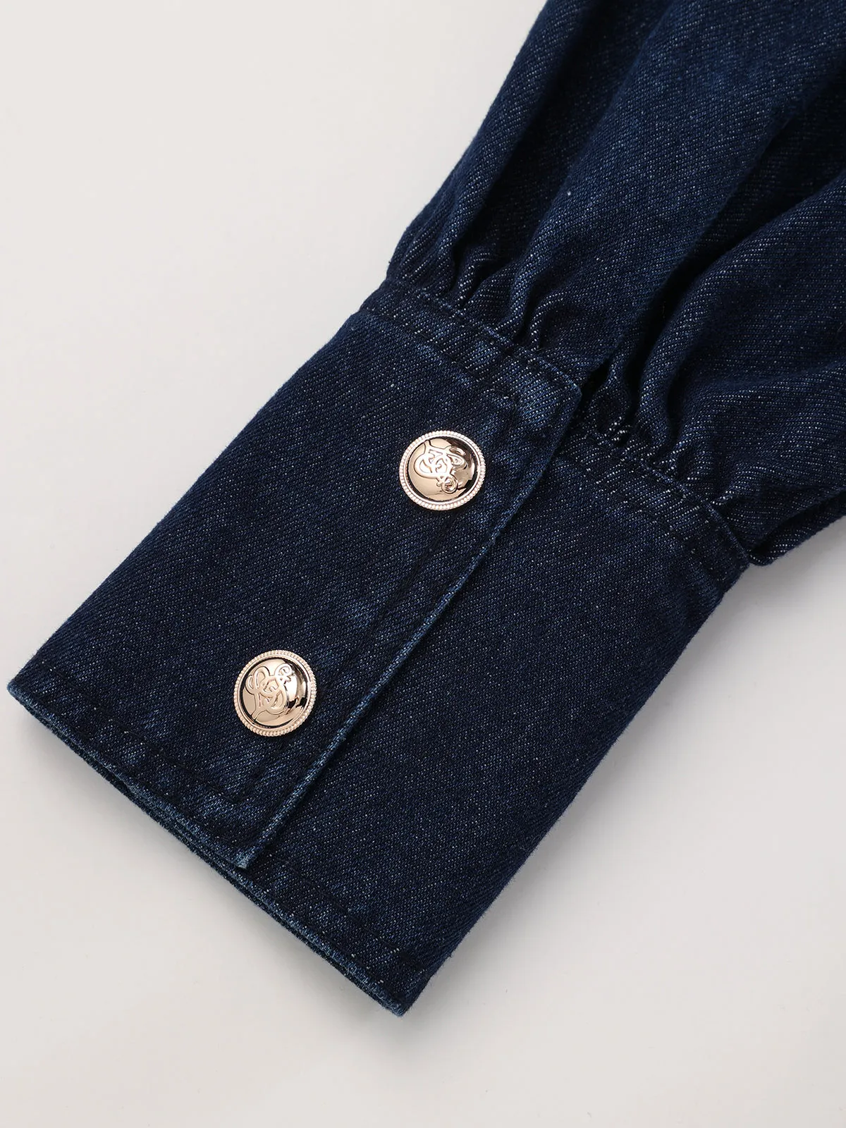 Belted Button-Front Denim Shirt Dress sold by COMMENSE product image thumbnail 5