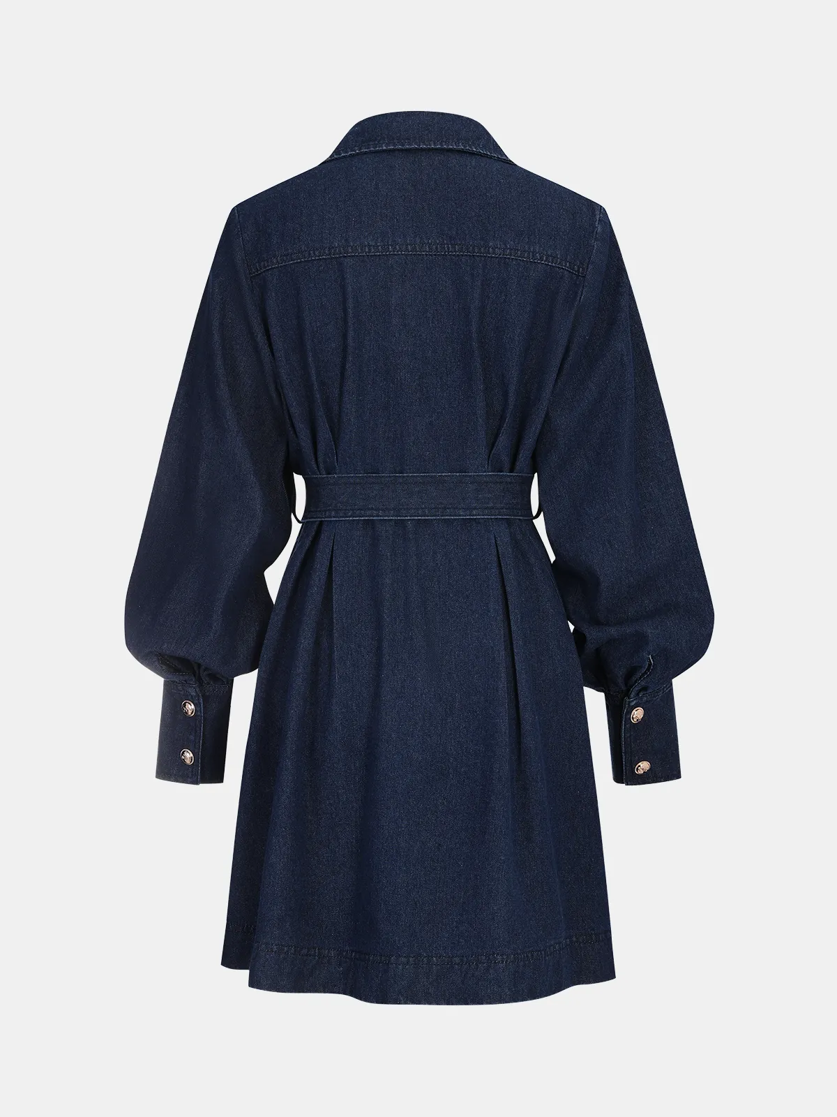 Belted Button-Front Denim Shirt Dress sold by COMMENSE product image thumbnail 2