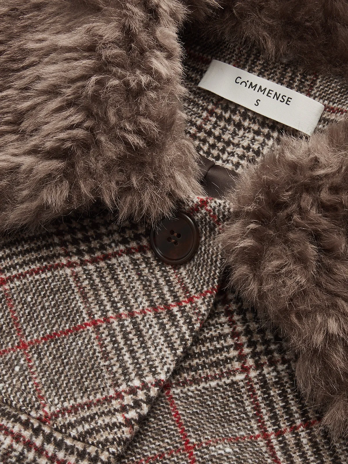 Faux Fur Collar Plaid Coat sold by COMMENSE product image thumbnail 4