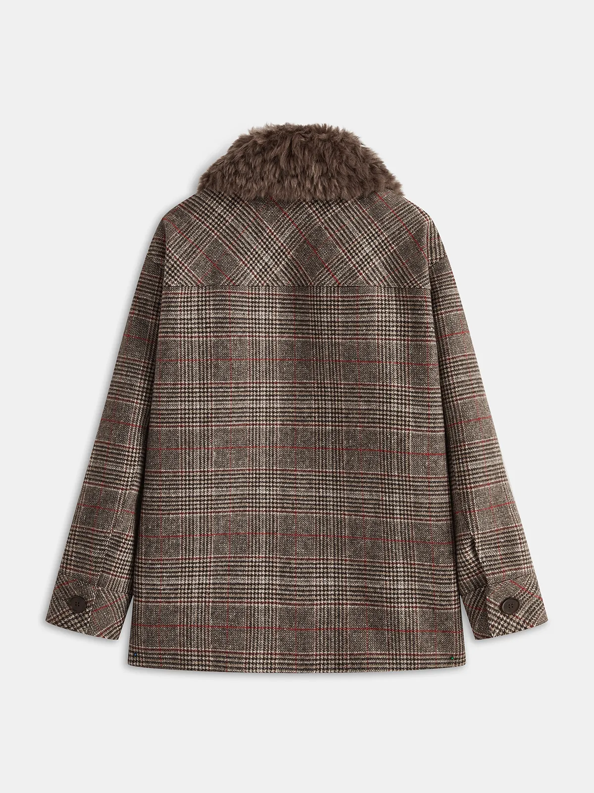 Faux Fur Collar Plaid Coat sold by COMMENSE product image thumbnail 2