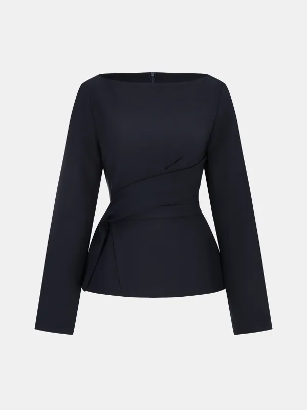 Long Sleeve Asymmetric Blouse sold by COMMENSE