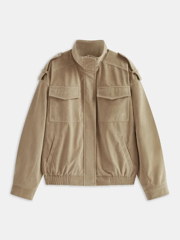 Oversized Suede Effect Utility Jacket made by COMMENSE
