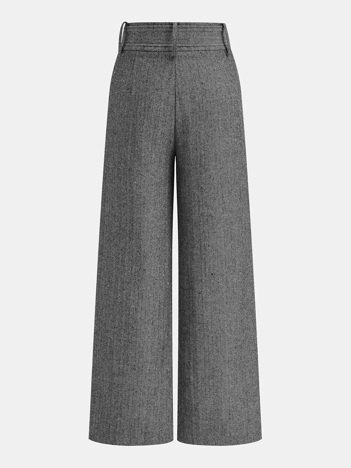 Belted Herringbone Wide-Leg Pants sold by COMMENSE product image thumbnail 2