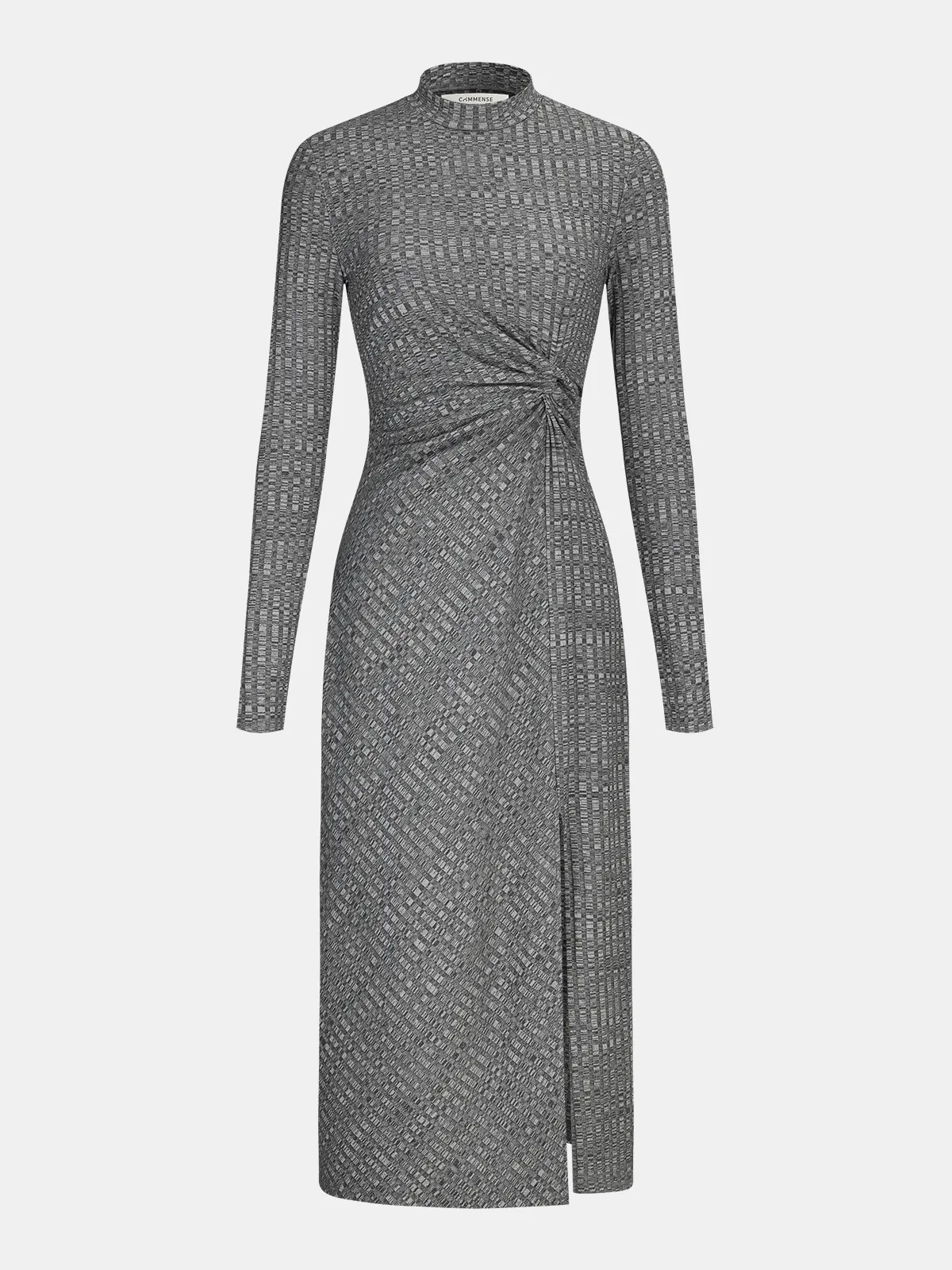 Mock Neck Twisted Side Slit Midi Dress sold by COMMENSE