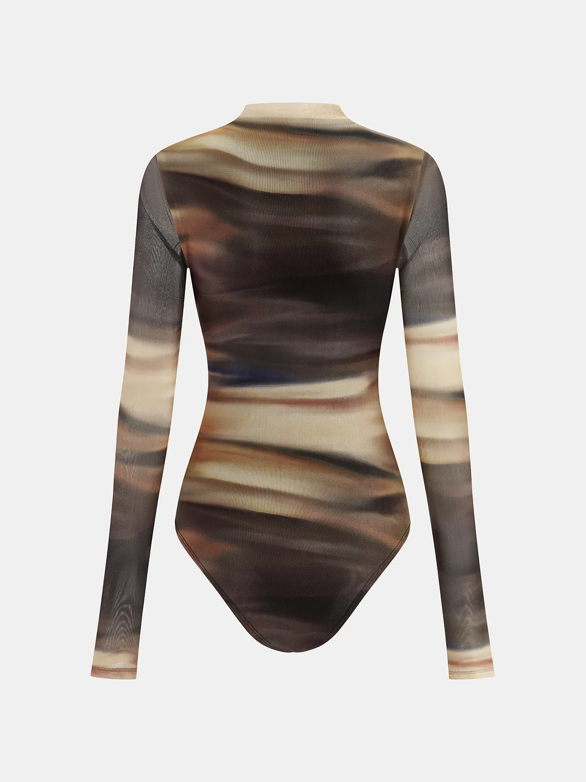 Mock Neck Abstract Print Mesh Bodysuit sold by COMMENSE product image thumbnail 2