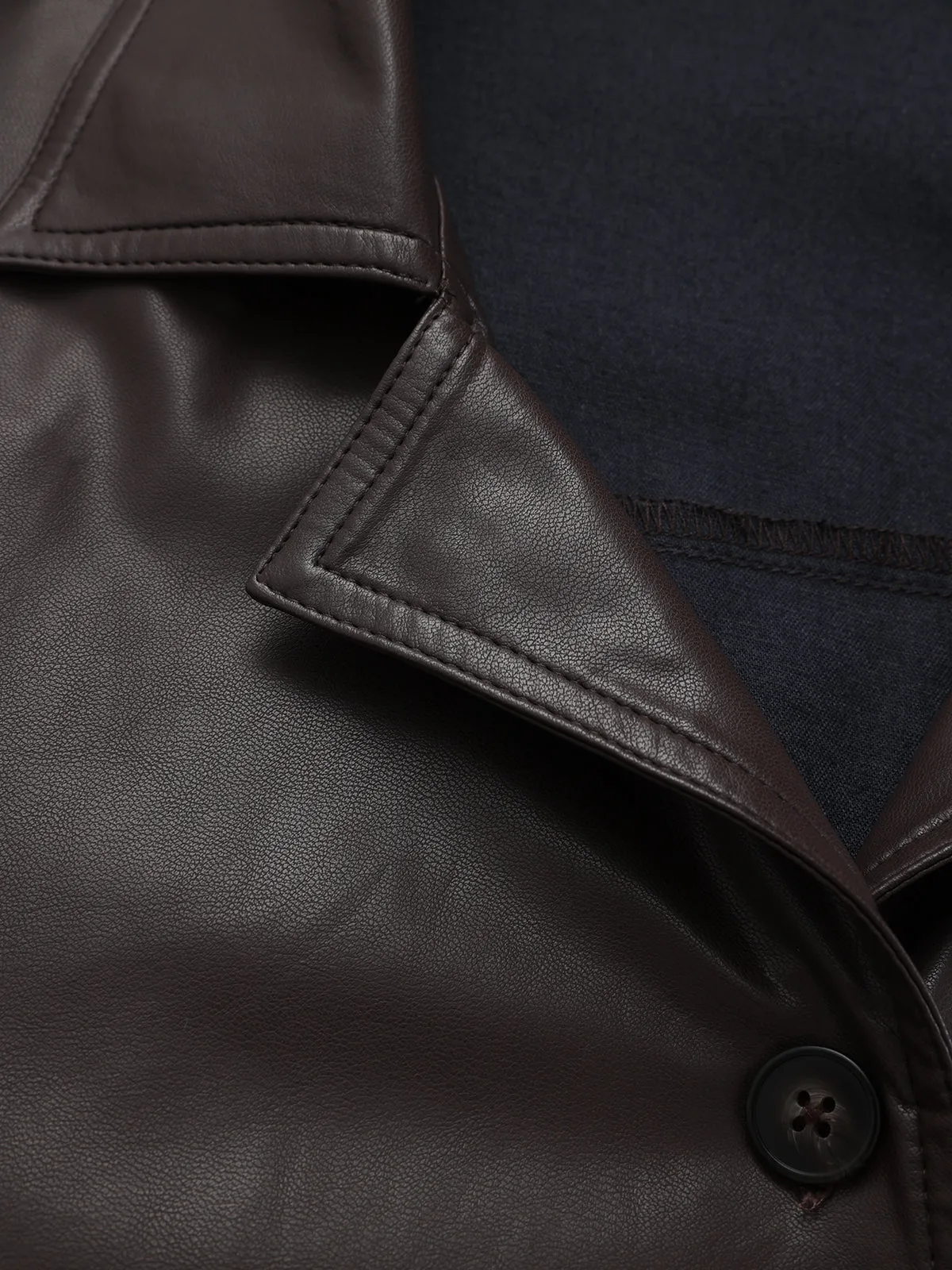 Tie Waist Faux Leather Wrap Shirt sold by COMMENSE product image thumbnail 4