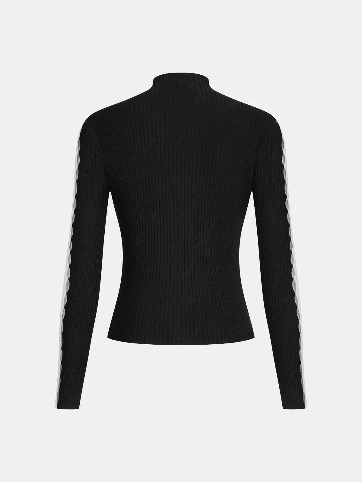 Mock Neck Contrast Sleeve Ribbed Knit Top sold by COMMENSE product image thumbnail 3