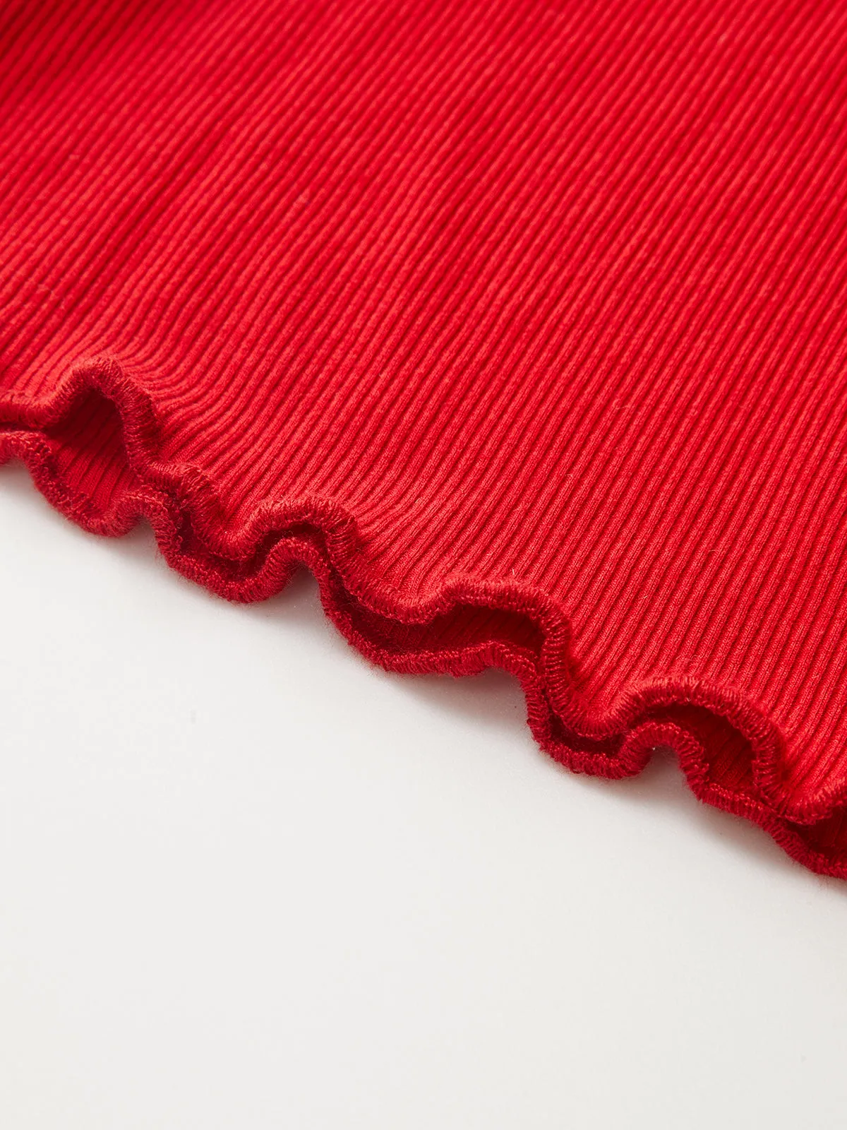 Asymmetric Seam Flared Sleeve Ribbed Knit Top sold by COMMENSE product image thumbnail 4